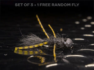 3 jiggy pat rubber legs + 1 FREE random fly