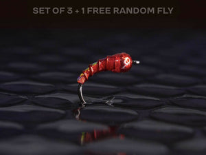 bloody fishing hook 3 bloody midge + 1 FREE random fly — Tungsten bead head and perfect for fishing trout grayling panfish whitefish and bass fall flies – Check Your Flies