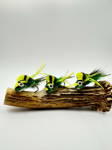 Deer Hair Frog - 3 Pack - Yellow - Green