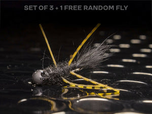 3 jiggy pat rubber legs + 1 FREE random fly