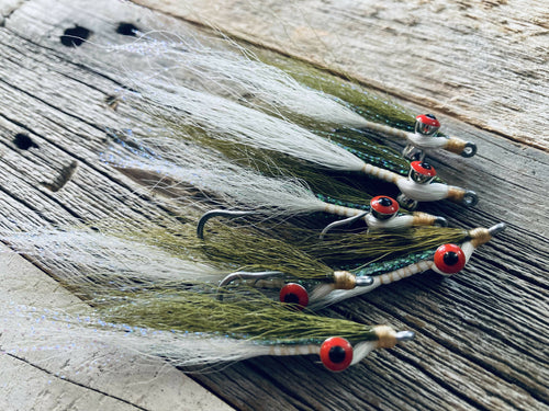 Clouser Minnows Olive & White - (6 per pack)